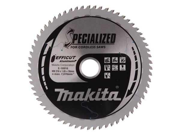 Makita E-16916 T.C.T. kutteskiver for aluminium, 216 x 1,85x30 mm, 0°, 63T, EFFICUT