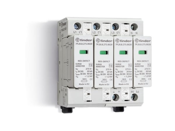 Ylijännitesuoja C tyyppi 2 20kA 1,2/1,5kV 230V AC, 4x varistori (L-N/N-PE) 7P.25.8.275.0020