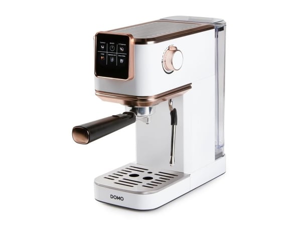 Domo DO746K, Espressokone, 1,1 L, Kahvikapseli, Kahvinappi, Jauhettu kahvi, 1350 W, Ruusukulta, Valkoinen