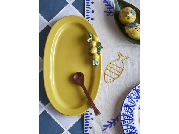 CREATIVE COLLECTION Limone serveringsfat, gul, steingods