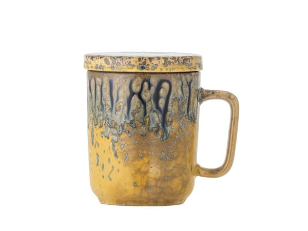 Bloomingville CREATIVE COLLECTION Yuma kopp m/lokk & tesett flerfarget steingods