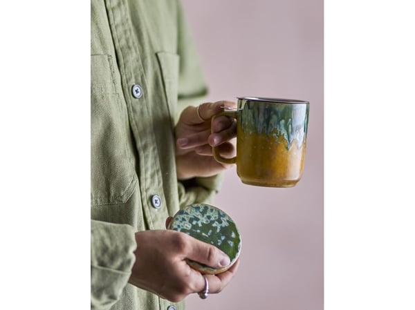 Bloomingville CREATIVE COLLECTION Yuma kopp m/lokk & tesett flerfarget steingods