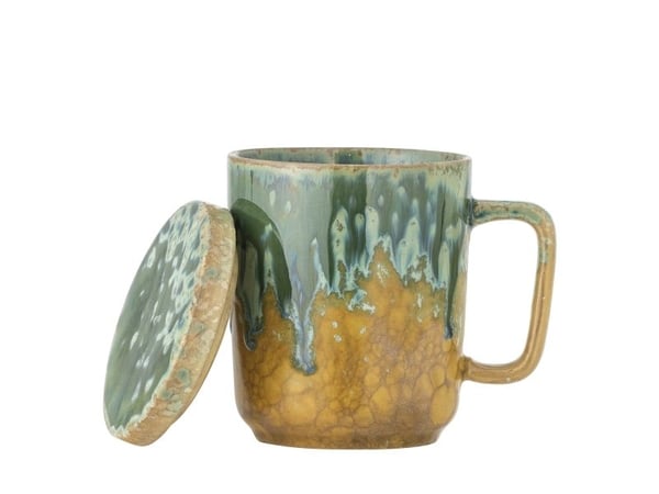 Bloomingville CREATIVE COLLECTION Yuma kopp m/ lokk & tesil, flerfarget, steingods