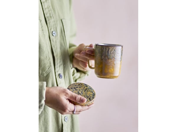 Bloomingville CREATIVE COLLECTION Yuma kopp m/ lokk & tesil, flerfarget, steingods