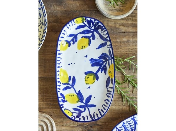 Bloomingville CREATIVE COLLECTION Maxima serveringsfat, blå, steingods