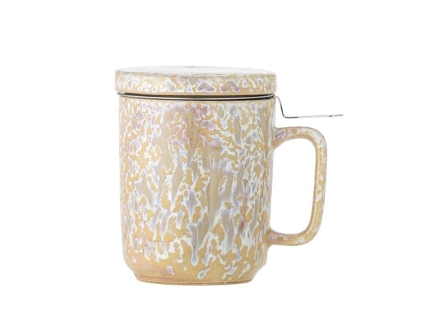Bloomingville CREATIVE COLLECTION Yuma krus m/lokk og tesil, multifarget, steingods