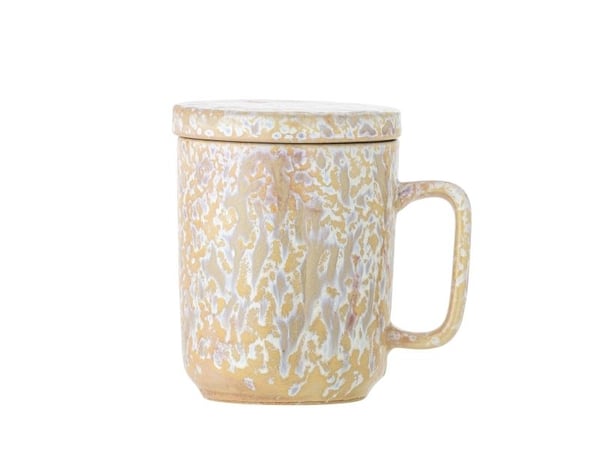 Bloomingville CREATIVE COLLECTION Yuma krus m/lokk og tesil, multifarget, steingods