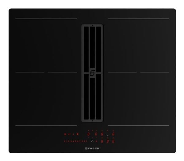 Faber Galileo SLIM A600 - Induksjonskomfyrtopp - 4 plater - Nisje - bredde: 56 cm - dybde: 49 cm - Klasse A+ - svart med downdraft exhaust (extract...