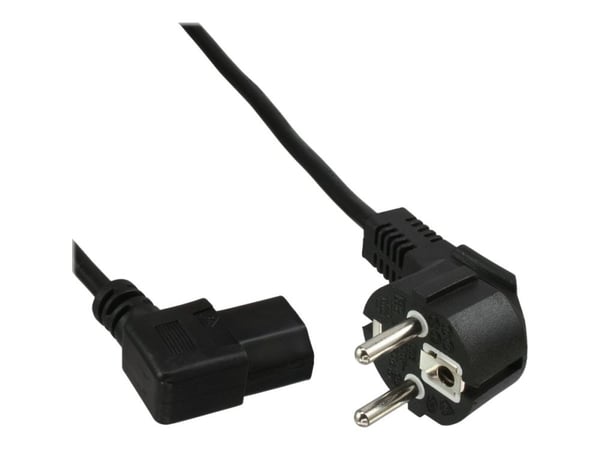 InLine - Virtajohto - CEE 7/7 (M) gewinkelt zu IEC 60320 C13 links gewinkelt - 50cm - Schwarz (Packung mit 60) (B-16752M)