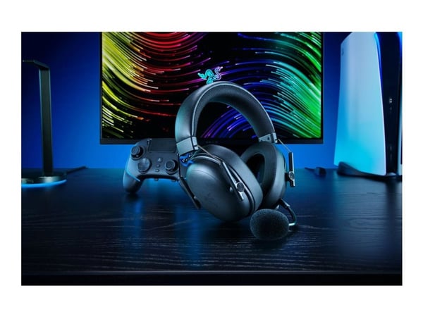 Razer BlackShark V3 - For PlayStation - hodesett - full størrelse - Bluetooth / 2,4 GHz radiofrekvens - trådløs - lydisolerende - svart