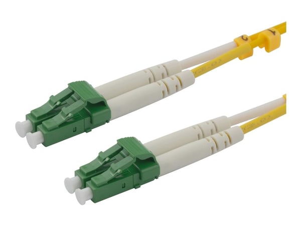 DELTACO - Koblingskabel - LC/APC (hann) til LC/APC (hann) - 4 m - 4 m - fiberoptisk - dupleks - OS2 - halogenfri - gul