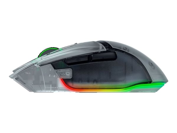 Razer Basilisk V3 pro 35K - Phantom White Edition - mus - høyrehendt - optisk - 11 knapper - trådløs, kablet - Bluetooth, USB-C, 2.4 GHz - hvit