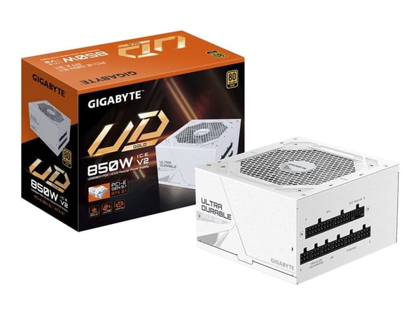 Gigabyte UD850GM PG5 V2 ICE - Strømforsyning (intern) - ATX12V 3.1/ EPS12V - 80 PLUS Gold - AC 100-240 V - 850 watt - aktiv PFC