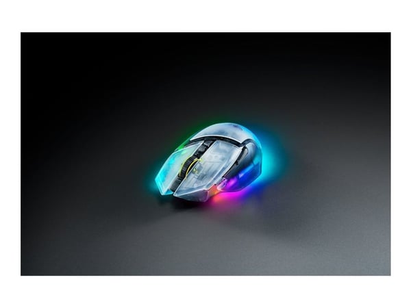 Razer Basilisk V3 pro 35K - Phantom White Edition - mus - høyrehendt - optisk - 11 knapper - trådløs, kablet - Bluetooth, USB-C, 2.4 GHz - hvit