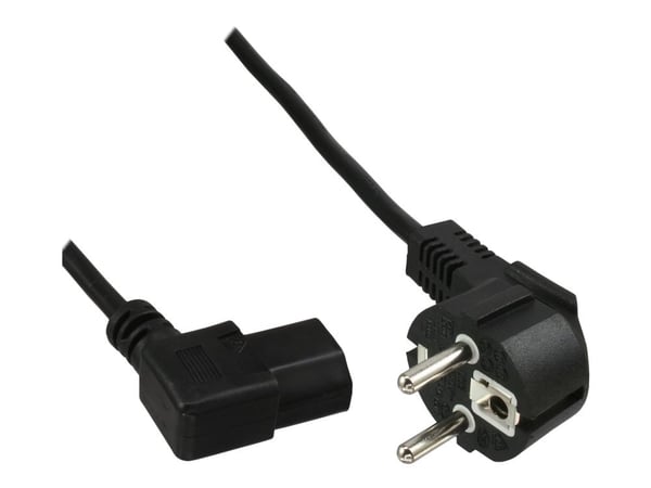 InLine - Virtajohto - CEE 7/7 (M) gewinkelt zu IEC 60320 C13 links gewinkelt - 1,8m - Schwarz (Packung mit 35) (B-16752L)