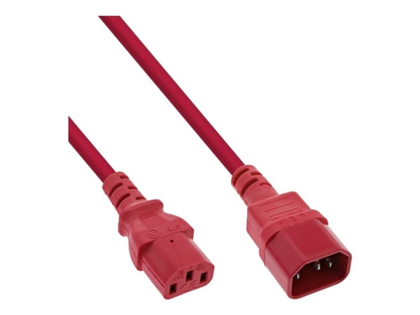 InLine 35 Bulk-Pack IEC-jatkojohto C13-C14 punainen 2m - Kaapeli - Jatkojohto - virta/virransyöttö - 2 m - IEC (B-16502R)