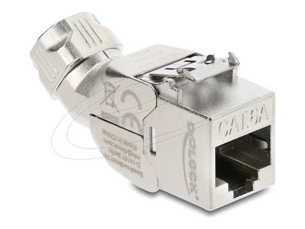 Delock Keystone-modul RJ45 hunn til LSA Cat.6A med metallås verktøyfri 45° vinklet skjermet