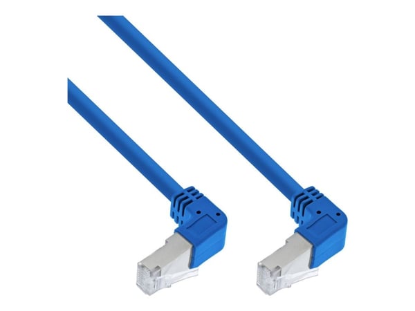 InLine - Koblingskabel - RJ-45 (hann) vinklet nedover til RJ-45 (hann) vinklet nedover - 1.6 m - 6 mm - S/FTP, PiMF - CAT 6 - formstøpt, rund - blå