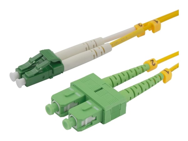 DELTACO - Koblingskabel - LC/APC (hann) til SC/APC (hann) - 3 m - 3 m - fiberoptisk - dupleks - OS2 - halogenfri, toretnings - gul