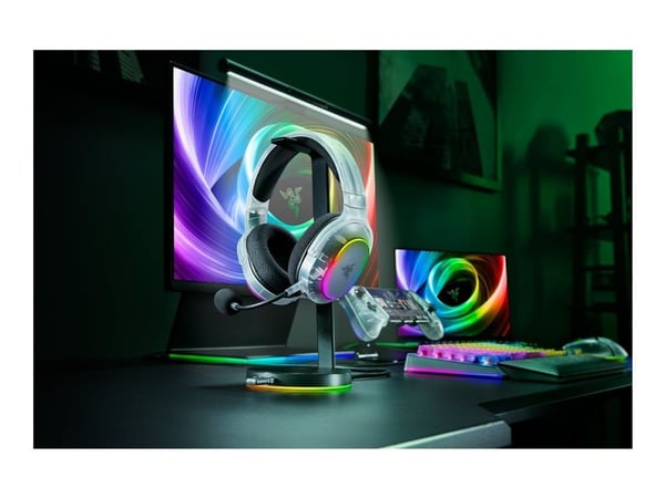 Razer Barracuda X Chroma - Hodesett - full størrelse - Bluetooth / 2,4 GHz radiofrekvens - trådløs - fantomhvit