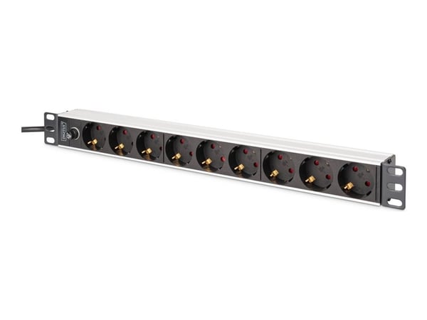 DIGITUS - Flerkoplingslist (kan monteres i rack) - aluminum profile and fuse - AC 250 V - 2500 Wh - inngang: IEC C14 - utgangskontakter: 9 (power C...