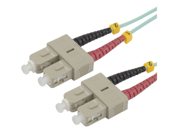 DELTACO - Koblingskabel - SC flermodus til SC flermodus - 1.5 m - 1.5 m - fiberoptisk - dupleks - OM3 - halogenfri, toretnings - blå