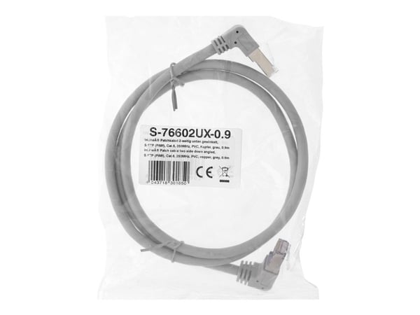 InLine - Koblingskabel - RJ-45 (hann) vinklet nedover til RJ-45 (hann) vinklet nedover - 1.1 m - 6 mm - SFTP, PiMF - CAT 6 - formstøpt, rund - grå