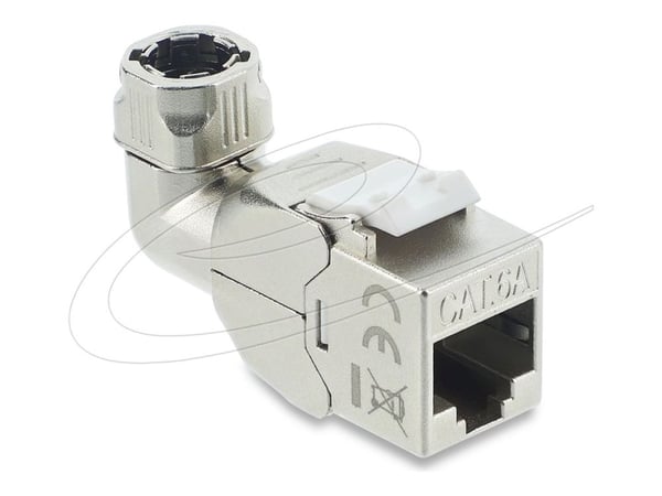Delock Keystone-modul RJ45 hunn til LSA Cat.6A verktøyfri 90° vinklet skjermet