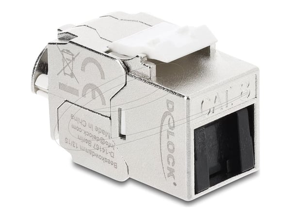 Delock Keystone-modul RJ45 hunn til LSA Cat.8.1 skjermet med låseklips og støvdeksel uten kabelbinder