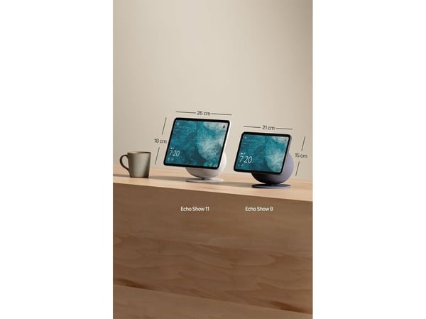 Amazon Echo Show 8, Amazon Alexa, Rektangel, Hvit, Glacier White, Engelsk, Spansk, 22,1 cm (8,7")