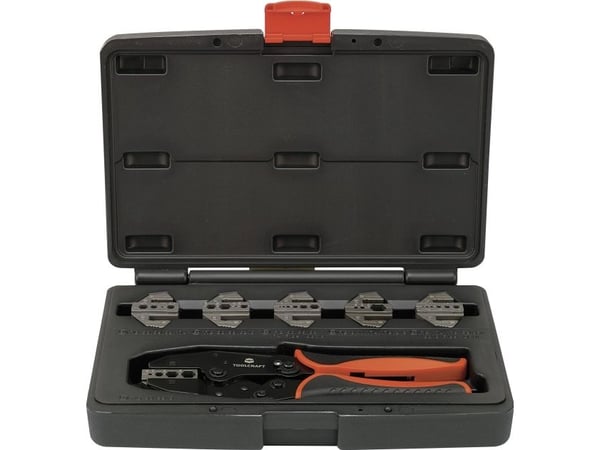 TOOLCRAFT PZ-505 818645 Crimpverktyg 7 stycken Koaxialkontakt BNC, TNC, FO-kontakt RG6, RG8, RG11, RG58, RG59, RG62, RG174, RG179, RG213, RG8218