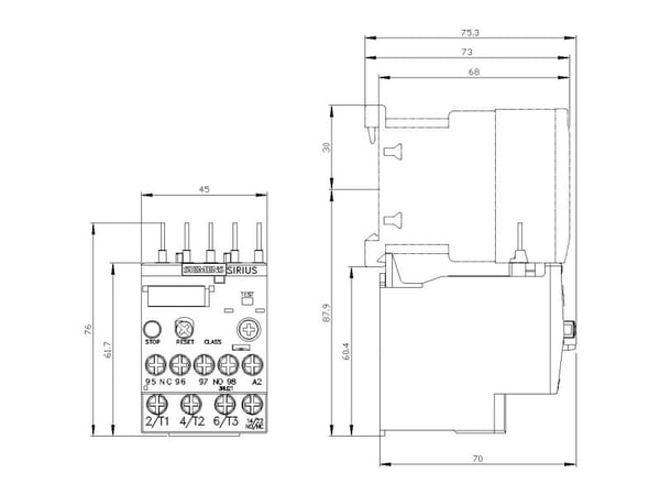 Siemens 3RU2116-0HB0 Ylikuormitusrele 690 V/AC 1 x kosketin, 1 x katkaisukosketin 1 kpl 1 kappaletta