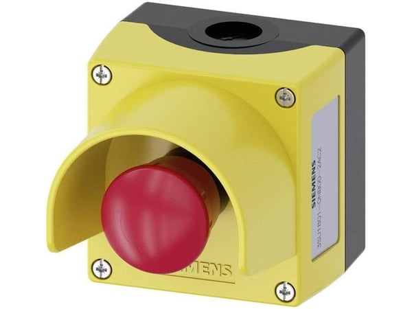 Siemens 3SU18010NB002AC2 3SU1801-0NB00-2AC2 Iskukytkin (sienenmuotoinen) kotelossa, suojakauluksella Keltainen Kääntyvä vapautin 1 kpl