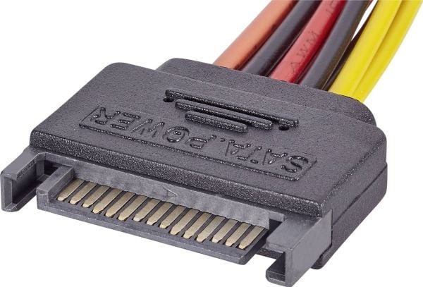 Renkforce Strøm Y-sovitin [1x SATA-strømstik - 2x SATA-strømtilslutning] 15.00 cm Sort, Rød, Gul