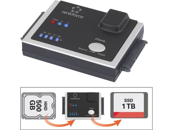 Renkforce 1x harddisk kopistasjon SATA med slettefunksjon (RF-3390044)