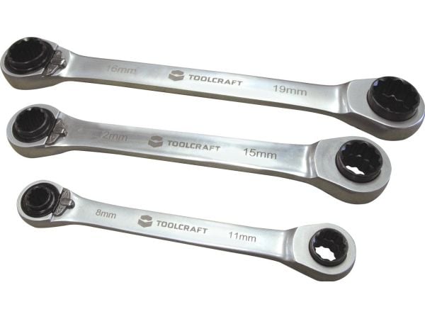 4 i 1 örnnyckelsats 8 - 19 mm 3 delar TOOLCRAFT 1 st