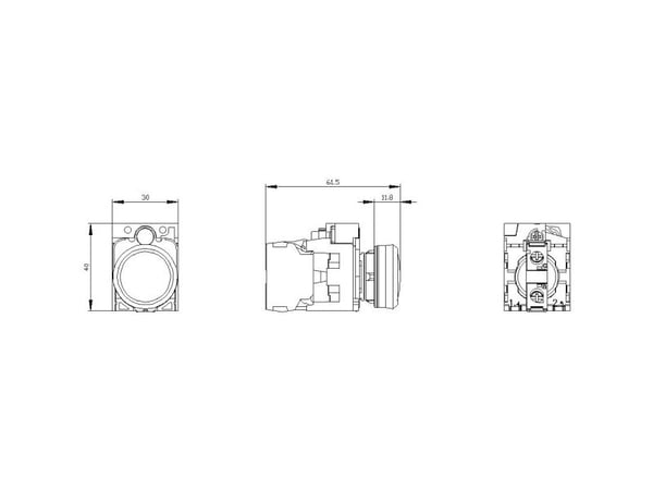 Siemens 3SU11036AA301AA0, Gul, IP67, IP69K, 43 g, 100 mm, 50 mm, 30 mm