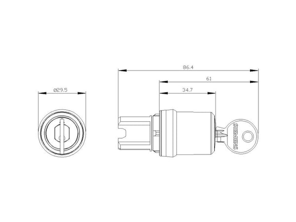 Siemens 3SU10005BL410AA0 3SU1000-5BL41-0AA0 Avainkytkin 2 x 45 ° IP66, IP67, IP69/IP69K 1 kpl