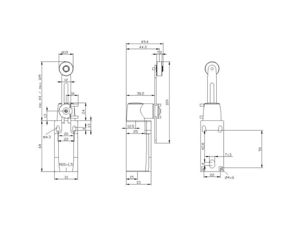 Asentokytkimen muovikotelo 3SE5232 (3SE52320LK50)
