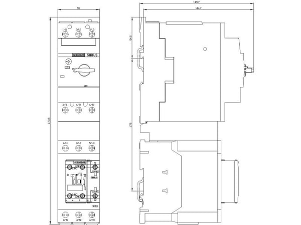 Siemens 3RA2150-4JA37-0NB3 3RA21504JA370NB3 Kuluttajaharha Moottorin teho 400 V:llä 30 kW 690 V Nimivirta 65 A, 274 mm, 192 mm, 302 mm, 73 mm, 2,42...