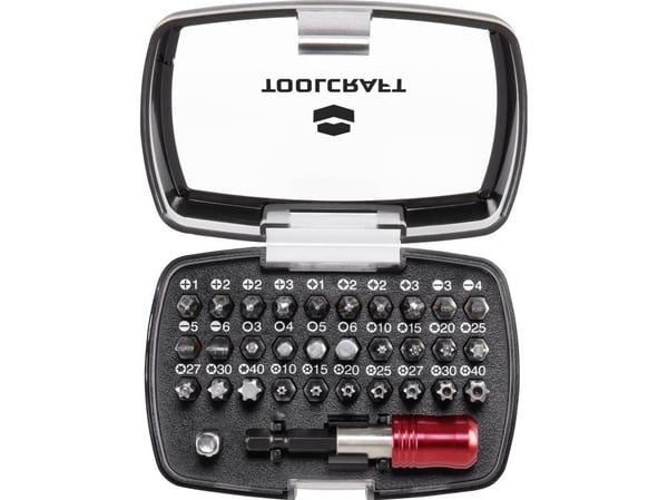 TOOLCRAFT 1613599 Bitsats 32 delar Nyckelväg, Phillipsskruvmejsel, Pozidrivskruvmejsel, Unbrako, T-profil med hål, T-profil