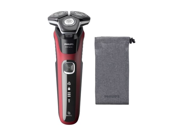 Philips SHAVER Series 5000 S5883/10, Roterande rakhuvud, Svart, Röd, Knappar, LED, Batteri / USB, 60 min