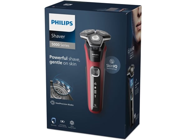 Philips SHAVER Series 5000 S5883/10, Roterande rakhuvud, Svart, Röd, Knappar, LED, Batteri / USB, 60 min