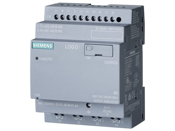 LOGO! 12/24RCEO, logiikkamoduuli, syöttöjännite / I/O: 12/24 V DC/relay, 8 DI (4 AI)/4 DO, ilman disp:tä