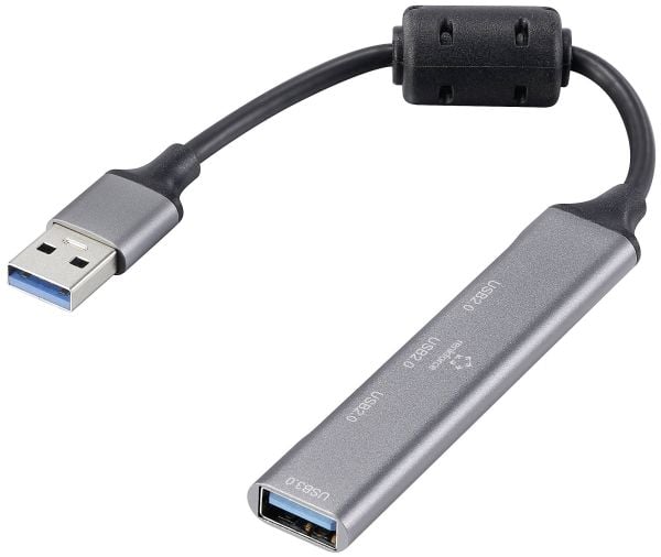 Renkforce RF-6250246 4-porttinen USB 3.0 single-connect -keskitin Musta