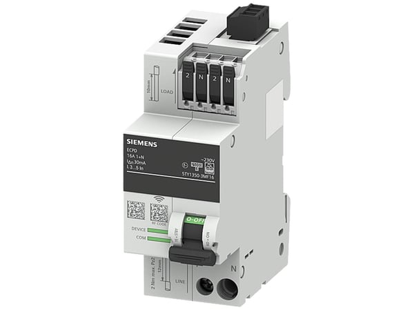 Siemensin suojakytkinlaite Electron. 2TE ECPD 1+N RCD tyyppi F 30mA 16A (5TY1350-3MF16)
