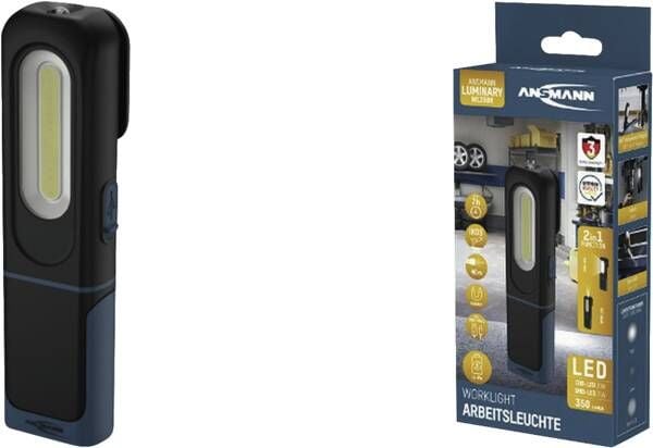 Ansmann WL350R, LED, 1 ampuller, IPX3, 1200 mAh, Sort, Blå, Hengende arbeidslys