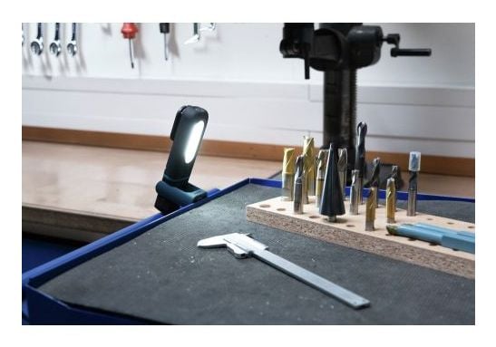 Ansmann WL350R, LED, 1 ampuller, IPX3, 1200 mAh, Sort, Blå, Hengende arbeidslys