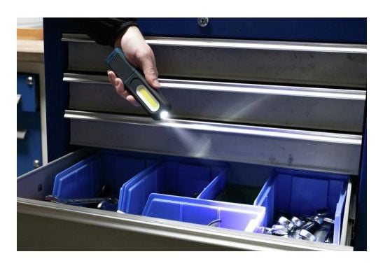Ansmann WL350R, LED, 1 ampuller, IPX3, 1200 mAh, Sort, Blå, Hengende arbeidslys