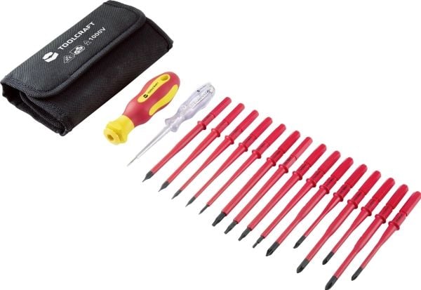 TOOLCRAFT 2236585 Udskiftelig klinge 18 dele Kærv, Udvendig sekskant (TX), Krydskærv Phillips, Krydskærv Pozidriv Elektronik og finmekanik, Elektri...